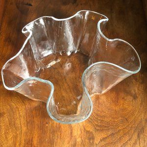 Vtg Muurla Clear  Handkerchief Vase - Glass Centerpiece Bowl